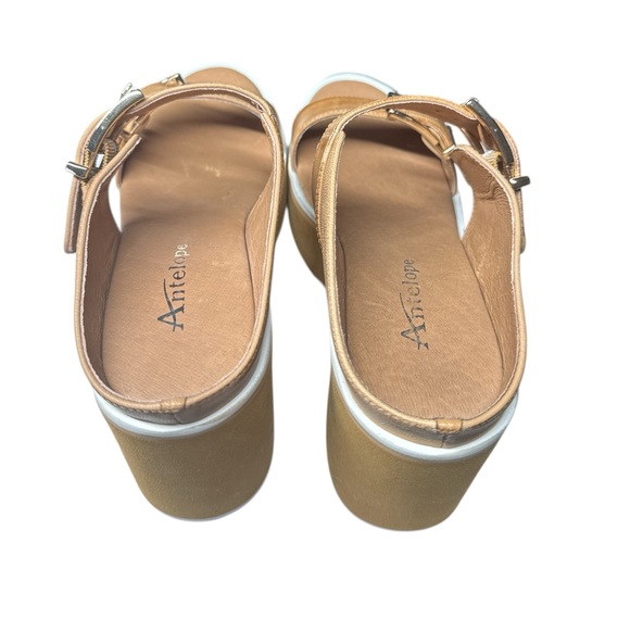Antelope Tan Leather Double Buckle Platform Sandals Size 7 - Picture 6 of 11